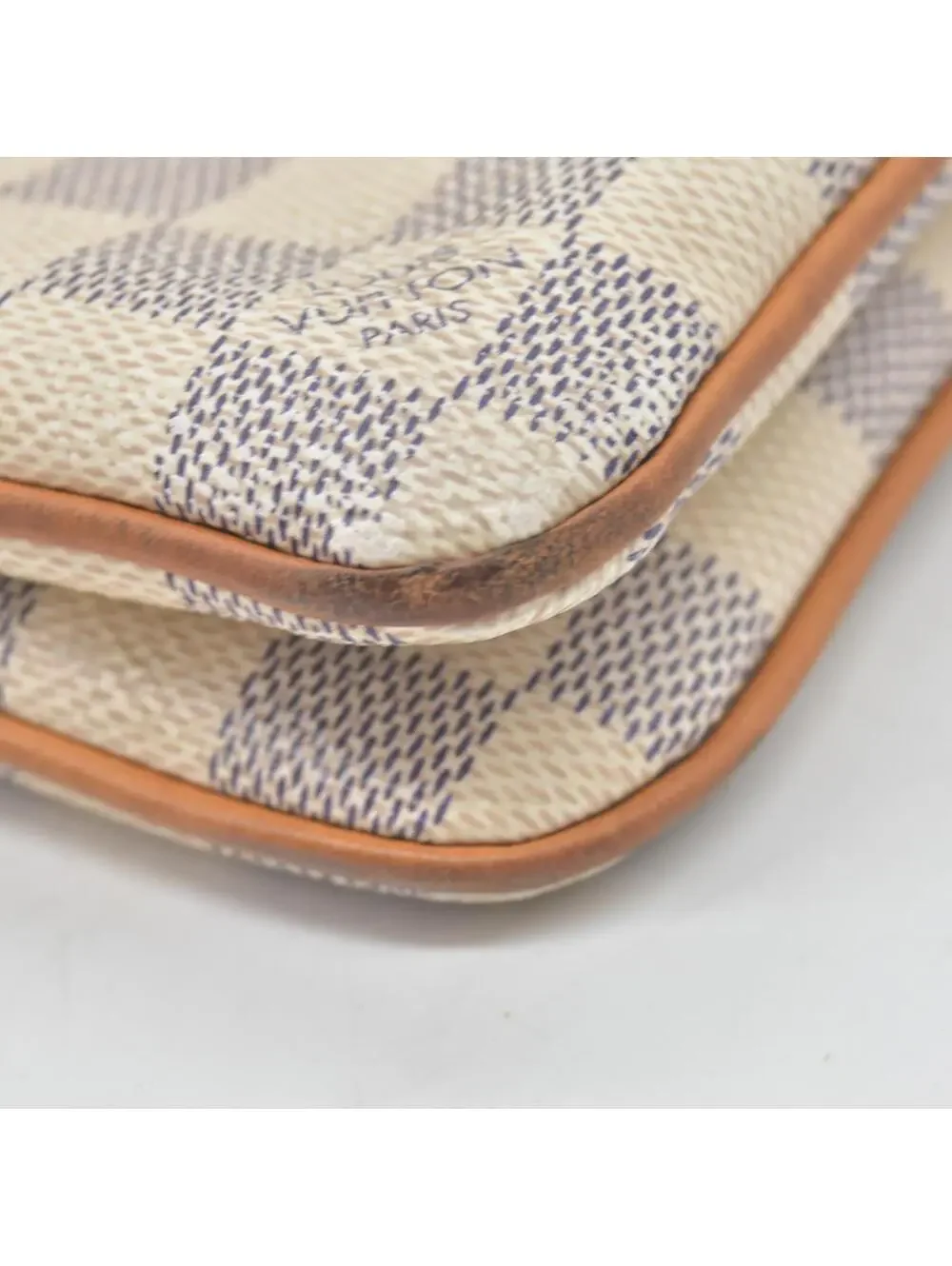 $1350 Louis Vuitton Damier Azur Double Zip Pochette